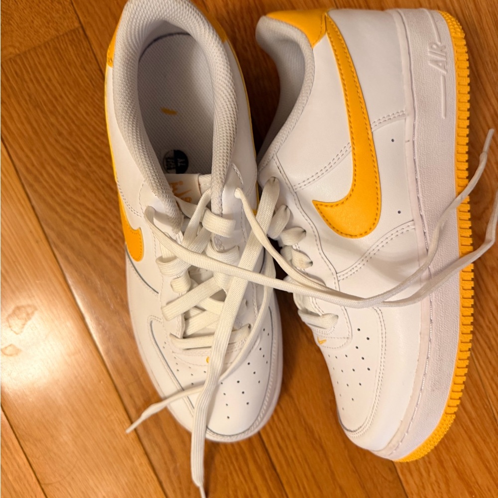 Nike White and yellow Air Force Ones Sneakers (big boy)